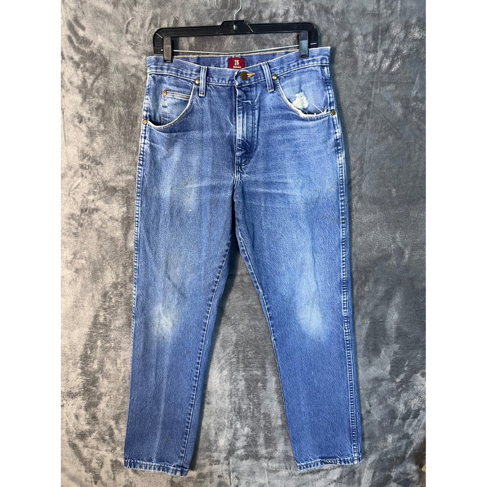 Wrangler 31x32 Relaxed Fit Jeans Medium Wash Distressed Denim Mens